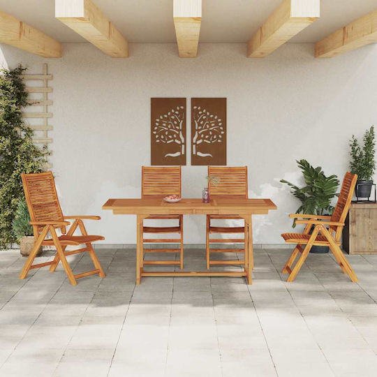 Outdoor Dining Set 5 Pieces Brown with Pillows