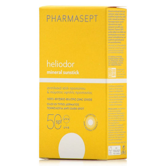 Pharmasept Heliodor Mineral Sunstick Mineral Sunscreen Stick for Face & Body SPF50 25gr