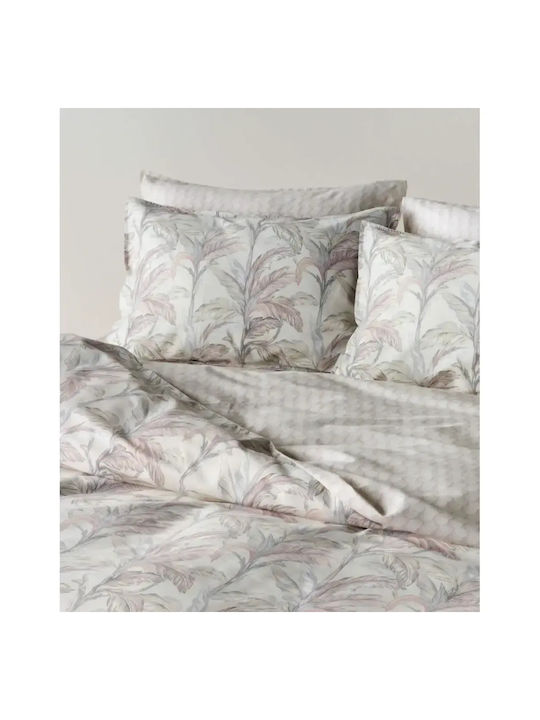 Kentia Kernel Σετ Μαξιλαροθήκες Oxford Cream-pink-grey 50x70εκ.