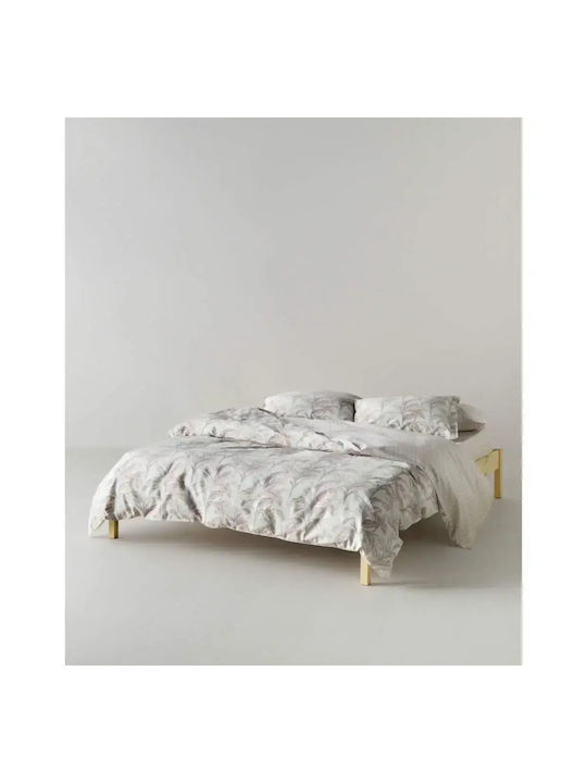 Kentia Kernel Σετ Μαξιλαροθήκες Oxford Cream-pink-grey 50x70εκ.