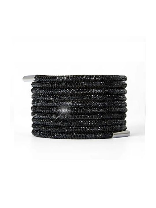 Set 2 Kristall Schnürsenkel 100 Cm Rhinestone Kord Schwarz