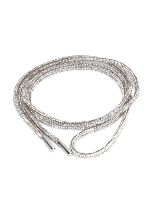 Set 2 Crystal Shoelaces Rhinestones 100 Cm Silver