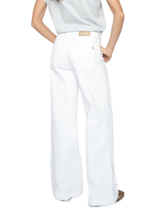 Mos Mosh Dara High Rise Women's Jean Pants In Wide Leg Style White