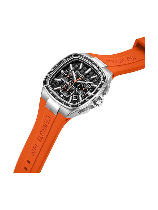 Cerruti Men's Chronograph Battery Watch with Orange Rubber Strap
