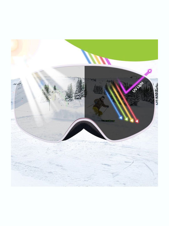 Qunature Μάσκα Σκι & Snowboard Παιδική Ροζ με Φακό σε Ροζ Χρώμα Qunature Μάσκα Σκι & Snowboard Παιδική Ροζ με Φακό σε Ροζ Χρώμα