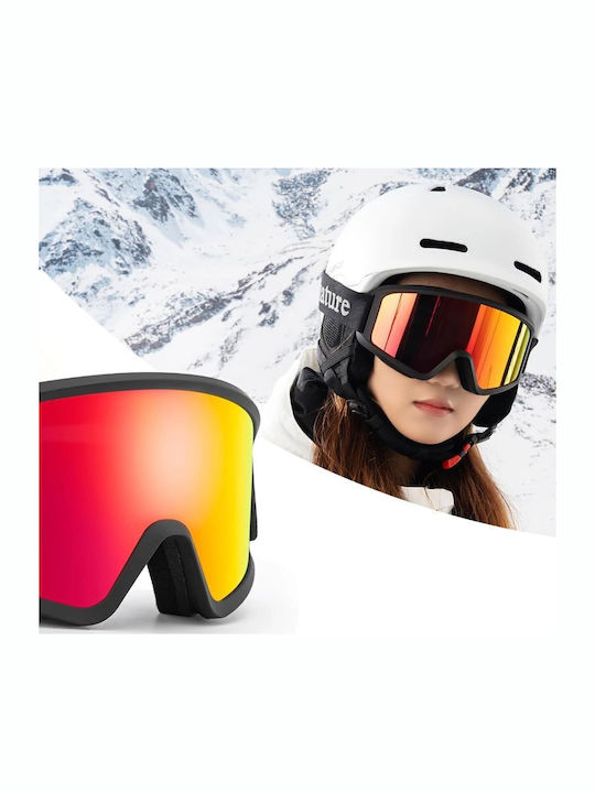 Qunature Μάσκα Σκι & Snowboard Ενηλίκων Λευκή με Φακό σε Μαύρο Χρώμα Qunature Μάσκα Σκι & Snowboard Ενηλίκων Λευκή με Φακό σε Μαύρο Χρώμα