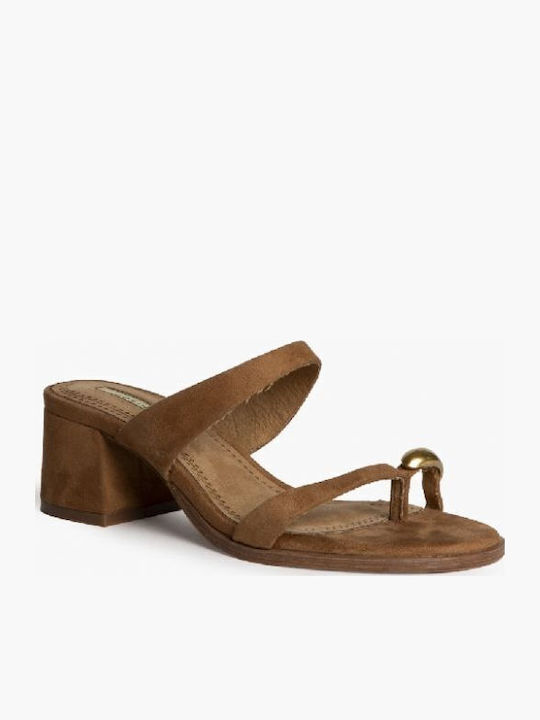 Sandale Elegante Damă De Catifea Tabac Maro