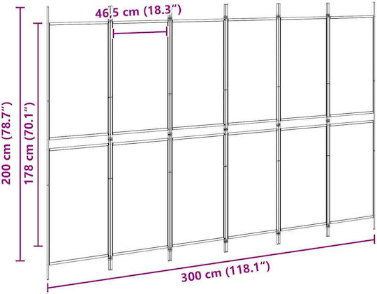vidaXL Raumteiler Stoff 300x200cm
