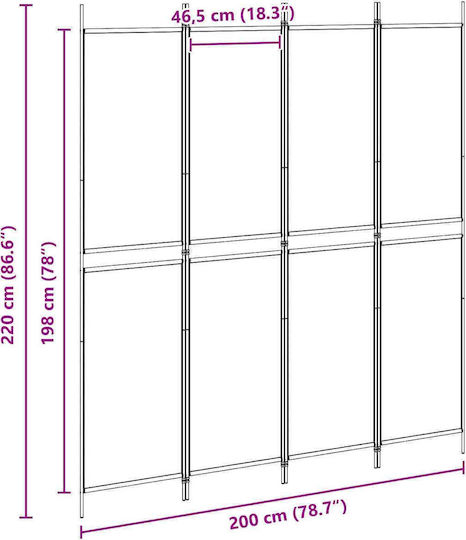 vidaXL Fabric Room Divider 200x220cm