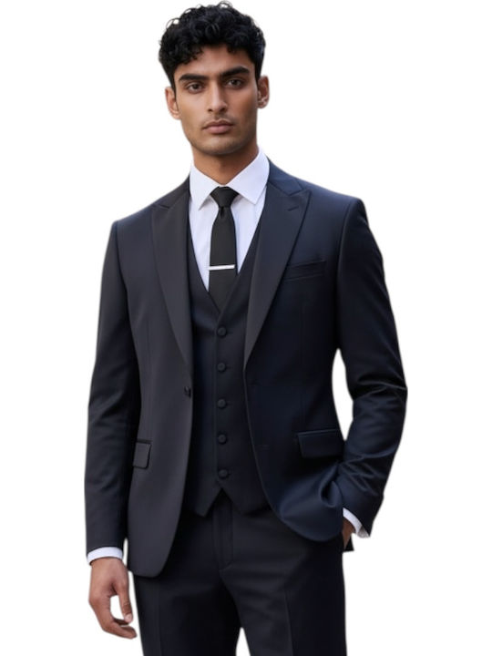 Men's Groom's Suit with Vest Blue