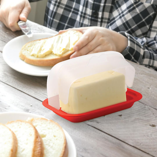 Lid Wide Butter Dish Plastic Red