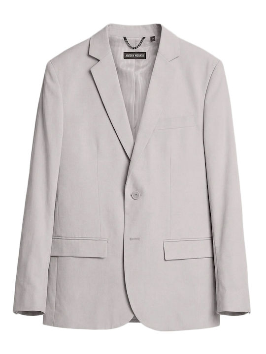 Summer Men’s Suit Jacket with Regular Fit Gray