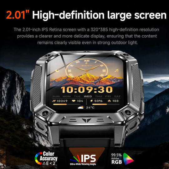 Microwear AK86 Smartwatch with Heart Rate Monitor Silver Silicone