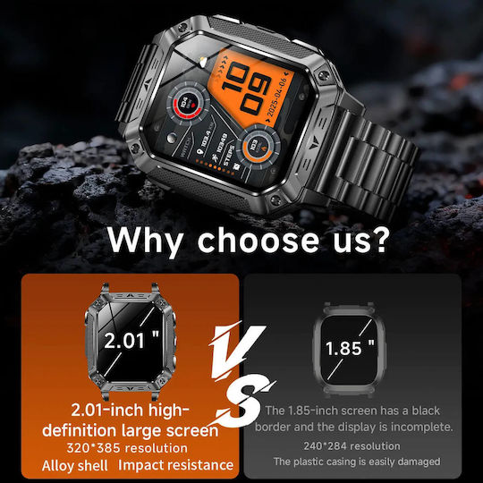 Microwear AK86 Smartwatch with Heart Rate Monitor Silver Silicone