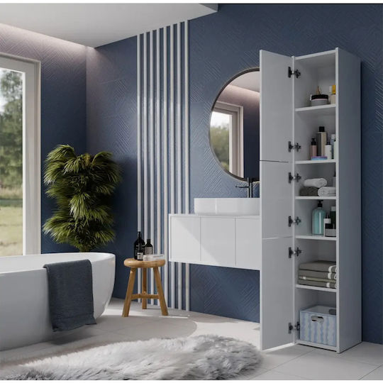 Topeshop S33 Στήλη Μπάνιου Δαπέδου Μ30xΒ30xΥ170cm Λευκή