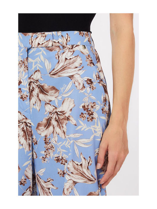 Pantaloni Dama Din Țesătură Cu Croială Regular Model Floral Blu Wave