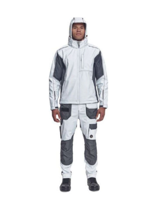 Cerva Dayboro Jachetă De Lucru Softshell Cu Glugă Detașabilă Albă