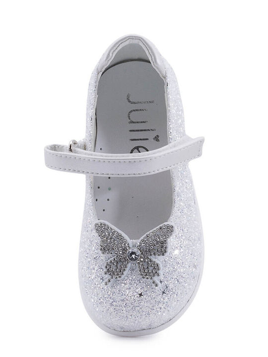 Kinder Pumps & Ballerinas mit Elastischem Gurt Silber