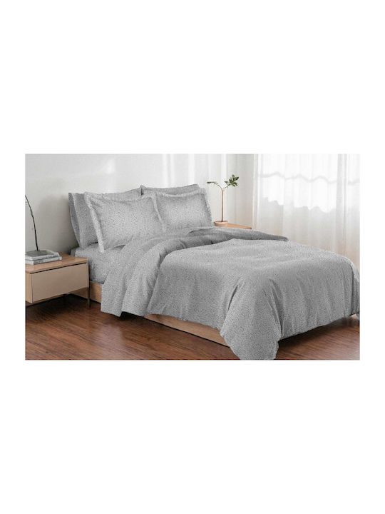 Linea Home 262 Bed Sheet Set with 1 Pillowcase for Single Bed 160x260cm Grey 3 Pieces