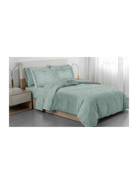 Linea Home Set Bed Sheets with 1 Pillowcase Double 200x260cm Petrol 4 Pieces
