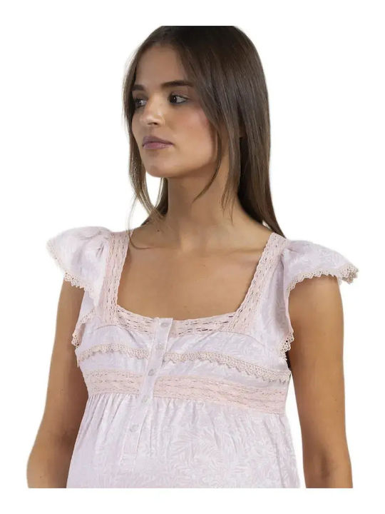Admas Maternity And Breastfeeding Nightgown Pink
