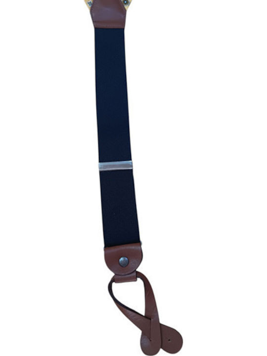 Victoria Suspenders Leather Fastenings Silk Fabric Patterns Blue