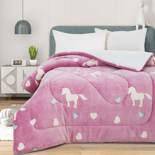 Decke Vlies Unicorn Leuchtend Rosa 160x220cm