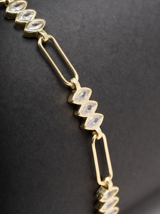 Late Again Women's Gold Plated Silver Bracelet with Zircon 18cm