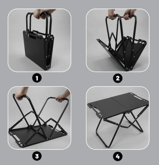 eBest Aluminium Campingtabelle für Camping 58x36x41cm Schwarz