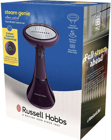 Russell Hobbs Steam Genie Colour Control Ατμοκαθαριστής Ρούχων Χειρός 1800W Μωβ