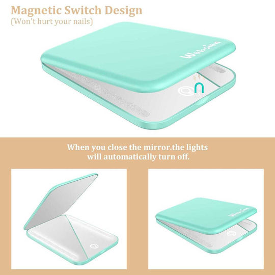 Wobsion Makeup Mirror Purse with Light 7.62x7.62cm White