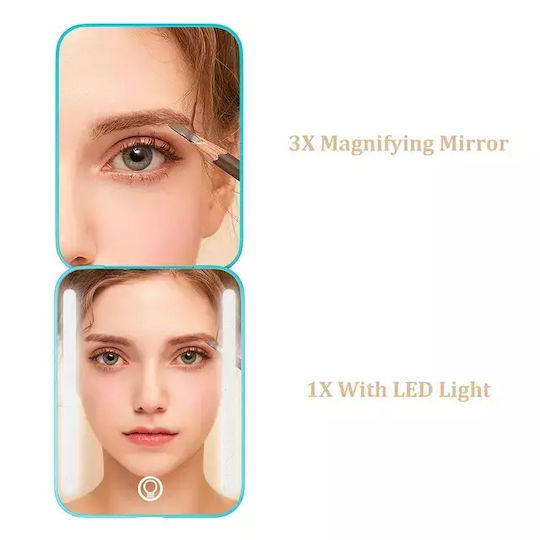 Wobsion Makeup Mirror Purse with Light 7.62x7.62cm White