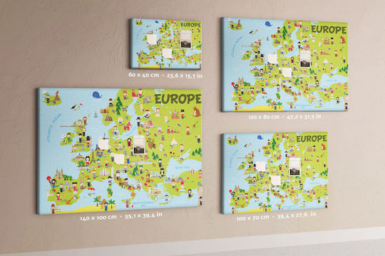 Kork Pinnwand Leinwand Büro Weltkarte Karte Flaggen 60x40 cm