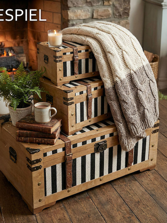 Espiel Wooden Decorative Trunks Set White 3pcs