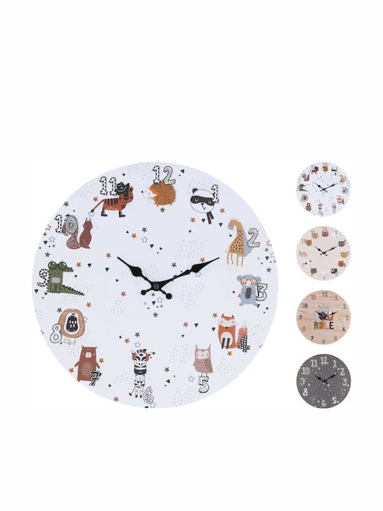 Koopman Kids Wooden Wall Clock 33x33cm