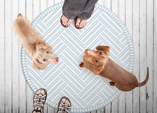Tulup Round Kitchen Mat Blue 120cm