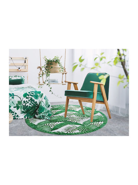 Tulup Rundes Küchenmatte mit Palmenblättern Grün 140cm