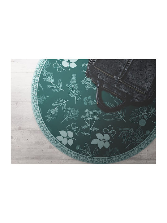 Tulup Round Kitchen Mat Botanical Flowers 150cm