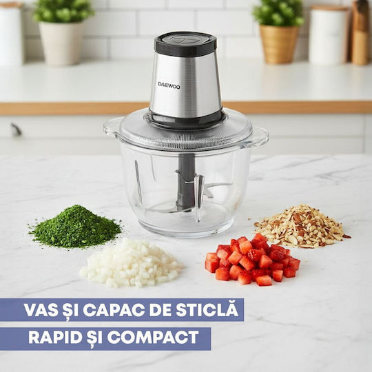Daewoo Mini Chopper Multi 500W mit 2l Behälter Grau