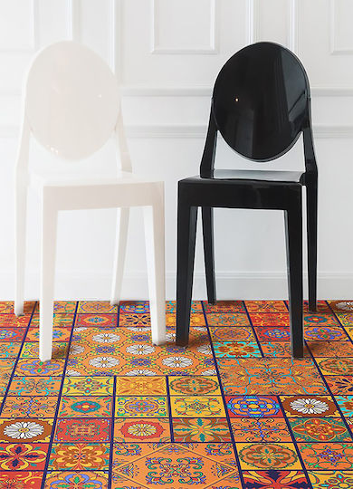 Tulup Rectangular Kitchen Mat Waterproof Moroccan Tiles 60x90cm