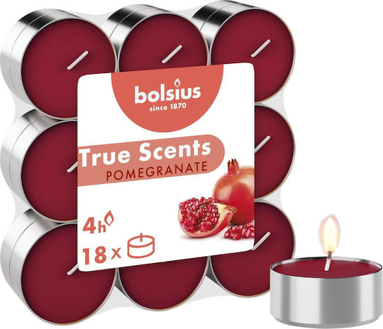 Bolsius Ρεσώ True Scents με Άρωμα Ρόδι σε Κόκκινο Xρώμα (έως 4 Ώρες Καύσης) 18τμχ