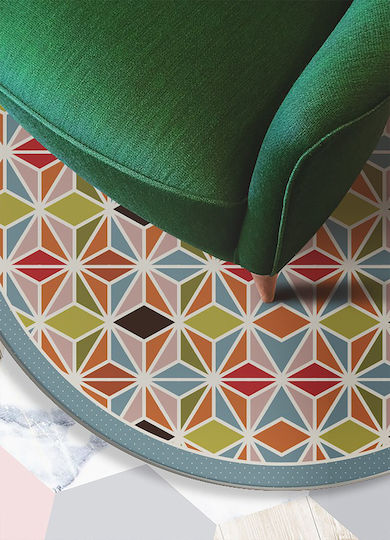 Covor Decorativ Rotund Din Vinil Birou Abstract Caleidoscop Ø 50 Cm