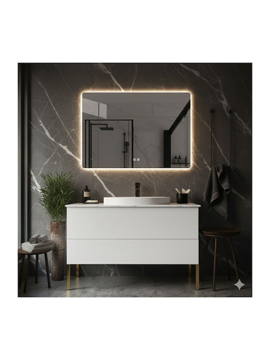 Futura Ορθογώνιος Καθρέπτης Μπάνιου Led Αφής 100x70cm Λευκός