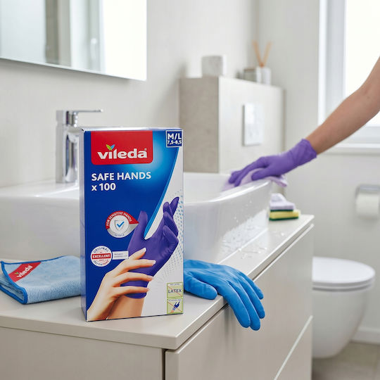 Vileda Cleaning Gloves Safe Hands Nitrile Medium 100 Pairs