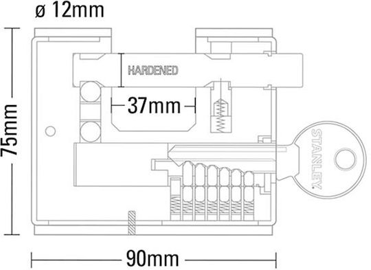 Stanley Messing Vorhängeschloss mit Schlüssel 90mm Silber