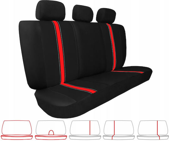 Καλύμματα Αυτοκινήτου 5 Θέσεων Δερματίνη Exclusive Black-red-white