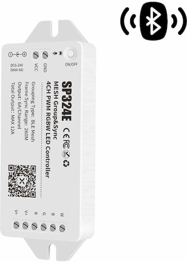 Sp324e Контролер Led Rgbw Лента 4ch Pwm 12a 5-24v Bluetooth Ble Mesh До 288w Димер App Контрол Banlanx