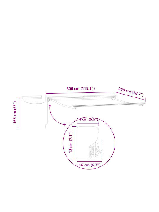 vidaXL Тента Тераса Жълта 3x2m