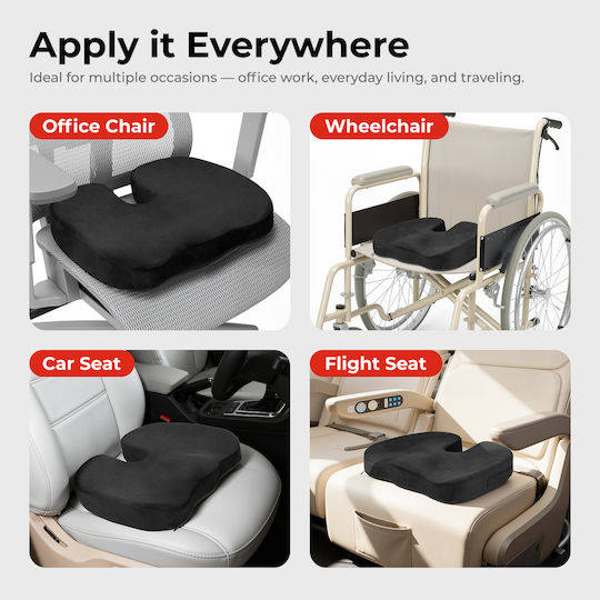 Lumivida Seat Cushion with Memory Foam in Black Colour RSC01-2