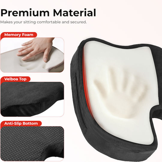 Lumivida Seat Cushion with Memory Foam in Black Colour RSC01-2